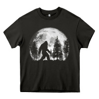 Bigfoot In The Forest Hiding At Night Full Moon Trees Nature T Shirt Heavy Core Tee | Teevron