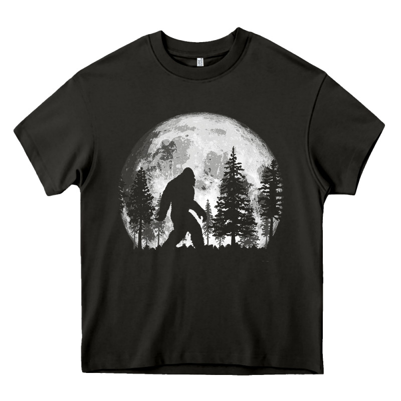 Bigfoot In The Forest Hiding At Night Full Moon Trees Nature T Shirt Heavy Core Tee by linhVisuals | Teevron
