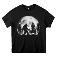 Black bigfoot in the forest hiding at night full moon trees nature t shirt Heavy Core Tee - linhVisuals