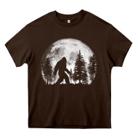 Chocolate Brown bigfoot in the forest hiding at night full moon trees nature t shirt Heavy Core Tee - linhVisuals