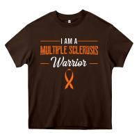 Chocolate Brown multiple sclerosis warrior autoimmune disease orange ribbon Heavy Core Tee - linhVisuals