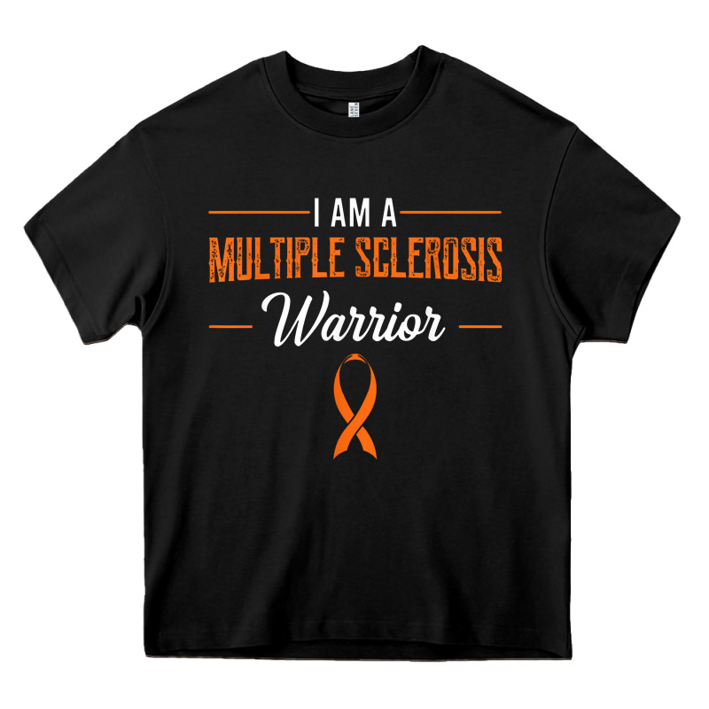 Multiple Sclerosis Warrior Autoimmune Disease Orange Ribbon Heavy Core Tee by linhVisuals | Teevron