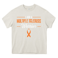 Cream multiple sclerosis warrior autoimmune disease orange ribbon Heavy Core Tee - linhVisuals