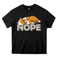 Black nope lazy corgi Heavy Core Tee - linhVisuals
