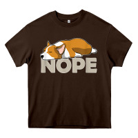 Chocolate Brown nope lazy corgi Heavy Core Tee - linhVisuals