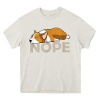 Cream nope lazy corgi Heavy Core Tee - linhVisuals