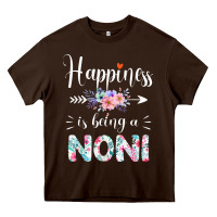 Chocolate Brown happiness is being a noni ever women floral decor Heavy Core Tee - linhVisuals