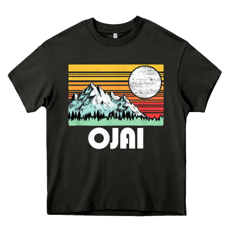 Ojai California Mountains & Sun Retro 80s Graphic Heavy Core Tee by linhVisuals | Teevron
