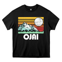 Black ojai california mountains & sun retro 80s graphic Heavy Core Tee - linhVisuals