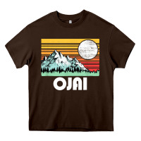 Chocolate Brown ojai california mountains & sun retro 80s graphic Heavy Core Tee - linhVisuals