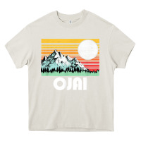 Cream ojai california mountains & sun retro 80s graphic Heavy Core Tee - linhVisuals