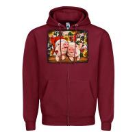 Burgundy christmas pigs Zipper Hoodie - Jasminsmagicworld