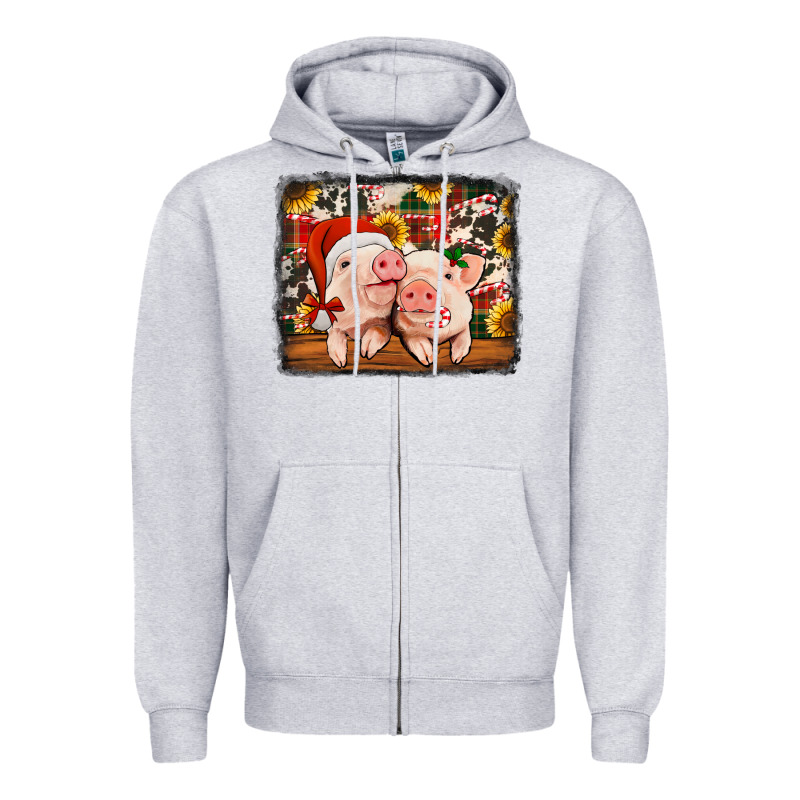 Christmas Pigs Zipper Hoodie by Jasminsmagicworld | Teevron