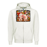 Oatmeal Heather christmas pigs Zipper Hoodie - Jasminsmagicworld