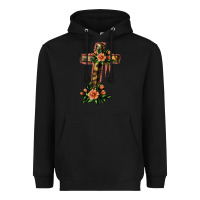 Black Flower Cross Heavyweight Hoodie - Jasminsmagicworld