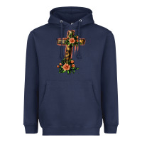 Navy Flower Cross Heavyweight Hoodie - Jasminsmagicworld