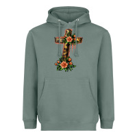 Sage Flower Cross Heavyweight Hoodie - Jasminsmagicworld