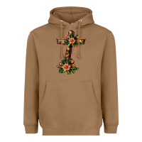 Toasted Coconut Flower Cross Heavyweight Hoodie - Jasminsmagicworld