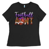 Black Football Aunt Ladies Tee - CowhideDigitalArt