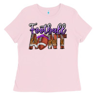 Bubblegum Pink Football Aunt Ladies Tee - CowhideDigitalArt