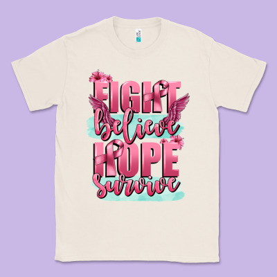Fight Believe Hope Survive Cancer Awareness Classic Tee Designed By Fadigitalartstudio