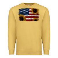 Antique Gold Distressed Yellow Sunflower American Flag Premium Sweatshirt - Jasminsmagicworld