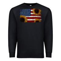 Black Distressed Yellow Sunflower American Flag Premium Sweatshirt - Jasminsmagicworld