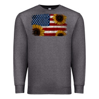 Charcoal Heather Distressed Yellow Sunflower American Flag Premium Sweatshirt - Jasminsmagicworld