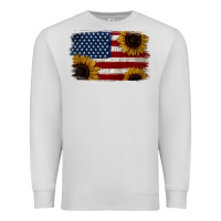 Distressed Yellow Sunflower American Flag Premium Sweatshirt | Teevron