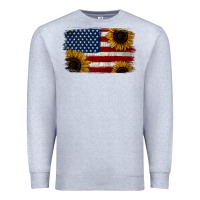 Heather Grey Distressed Yellow Sunflower American Flag Premium Sweatshirt - Jasminsmagicworld