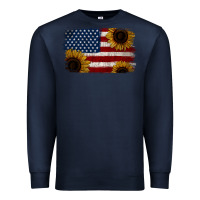 Navy Distressed Yellow Sunflower American Flag Premium Sweatshirt - Jasminsmagicworld