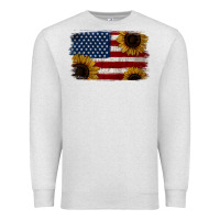 Oatmeal Heather Distressed Yellow Sunflower American Flag Premium Sweatshirt - Jasminsmagicworld