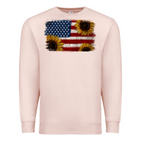 Pale Pink Distressed Yellow Sunflower American Flag Premium Sweatshirt - Jasminsmagicworld
