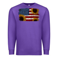 Purple Distressed Yellow Sunflower American Flag Premium Sweatshirt - Jasminsmagicworld