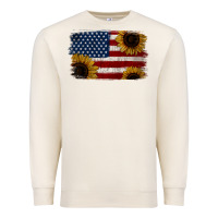 Sandshell Distressed Yellow Sunflower American Flag Premium Sweatshirt - Jasminsmagicworld