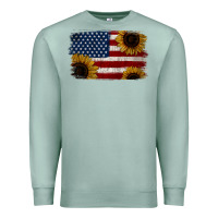 Seafoam Distressed Yellow Sunflower American Flag Premium Sweatshirt - Jasminsmagicworld