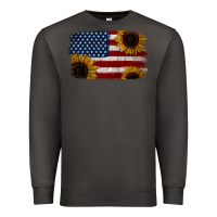 Smoke Distressed Yellow Sunflower American Flag Premium Sweatshirt - Jasminsmagicworld
