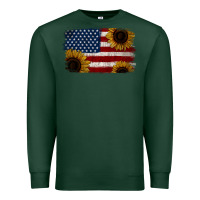 Sports Green Distressed Yellow Sunflower American Flag Premium Sweatshirt - Jasminsmagicworld