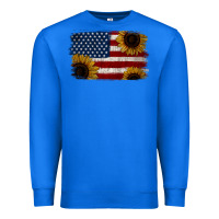 True Royal Distressed Yellow Sunflower American Flag Premium Sweatshirt - Jasminsmagicworld