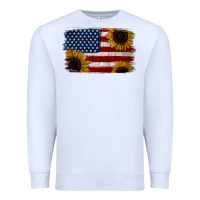 White Distressed Yellow Sunflower American Flag Premium Sweatshirt - Jasminsmagicworld