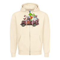 Sandshell happy easter pink truck with bunny Zipper Hoodie - RanaPortraitStore