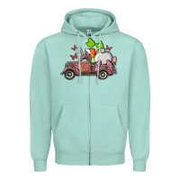 Seafoam happy easter pink truck with bunny Zipper Hoodie - RanaPortraitStore