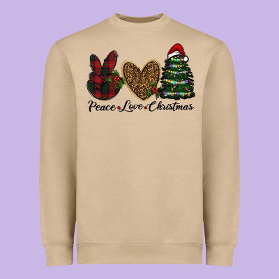 Peace Love Christmas Heavyweight Sweatshirt Designed By Ranaportraitstore