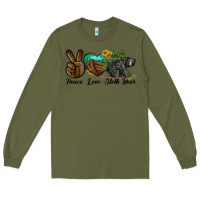 Army Green peace love sloth bear Long Sleeve Tee - LillyAllenDesigns