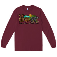 Burgundy peace love sloth bear Long Sleeve Tee - LillyAllenDesigns