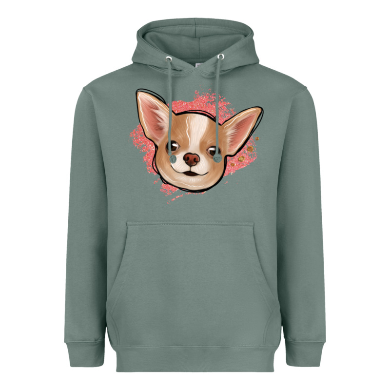Chihuahua Pink Glitter Heavyweight Hoodie by Jasminsmagicworld | Teevron