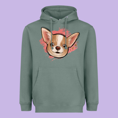Chihuahua Pink Glitter Heavyweight Hoodie Designed By Jasminsmagicworld