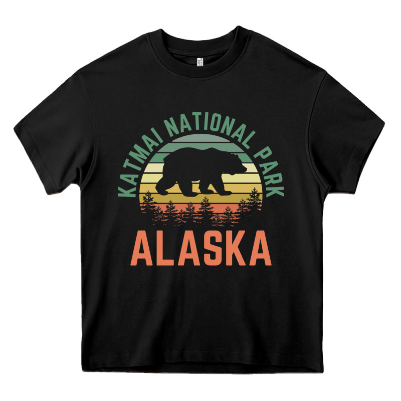 Katmai National Park Alaska Bear Hiking Travel Nature Retro Pullover H Heavy Core Tee by linhVisuals | Teevron