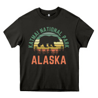 Asphalt katmai national park alaska bear hiking travel nature retro pullover h Heavy Core Tee - linhVisuals