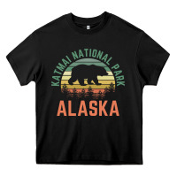 Black katmai national park alaska bear hiking travel nature retro pullover h Heavy Core Tee - linhVisuals